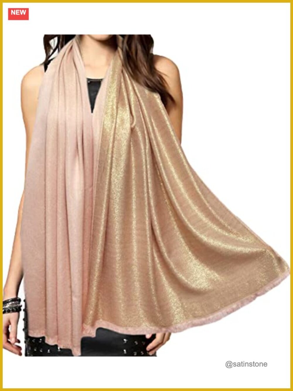 Metallic Pashmina Shawl Wrap Two Tone Long Party Scarf Evening